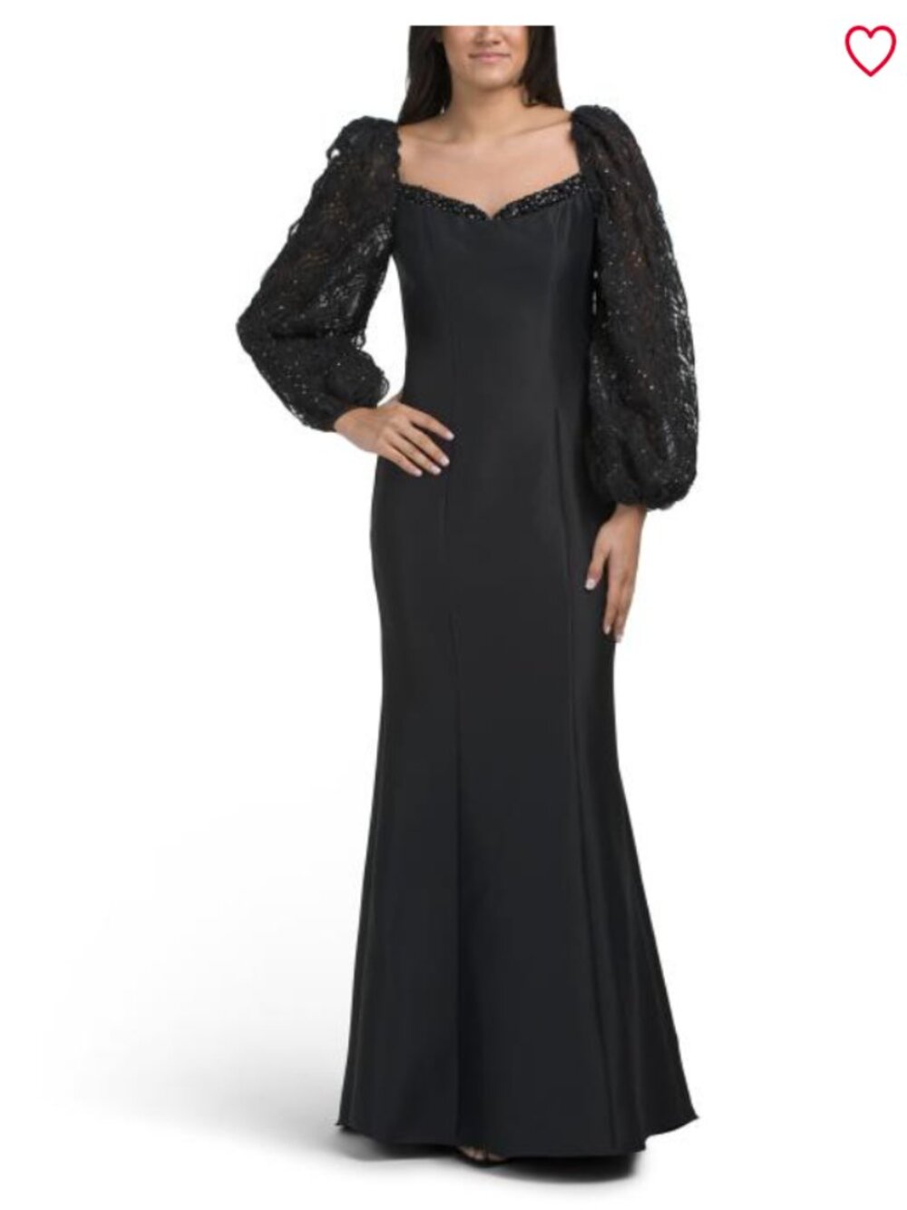 Badgley Mischka EG4562B Embroidered Lace Puff Sleeve Mermaid Gown